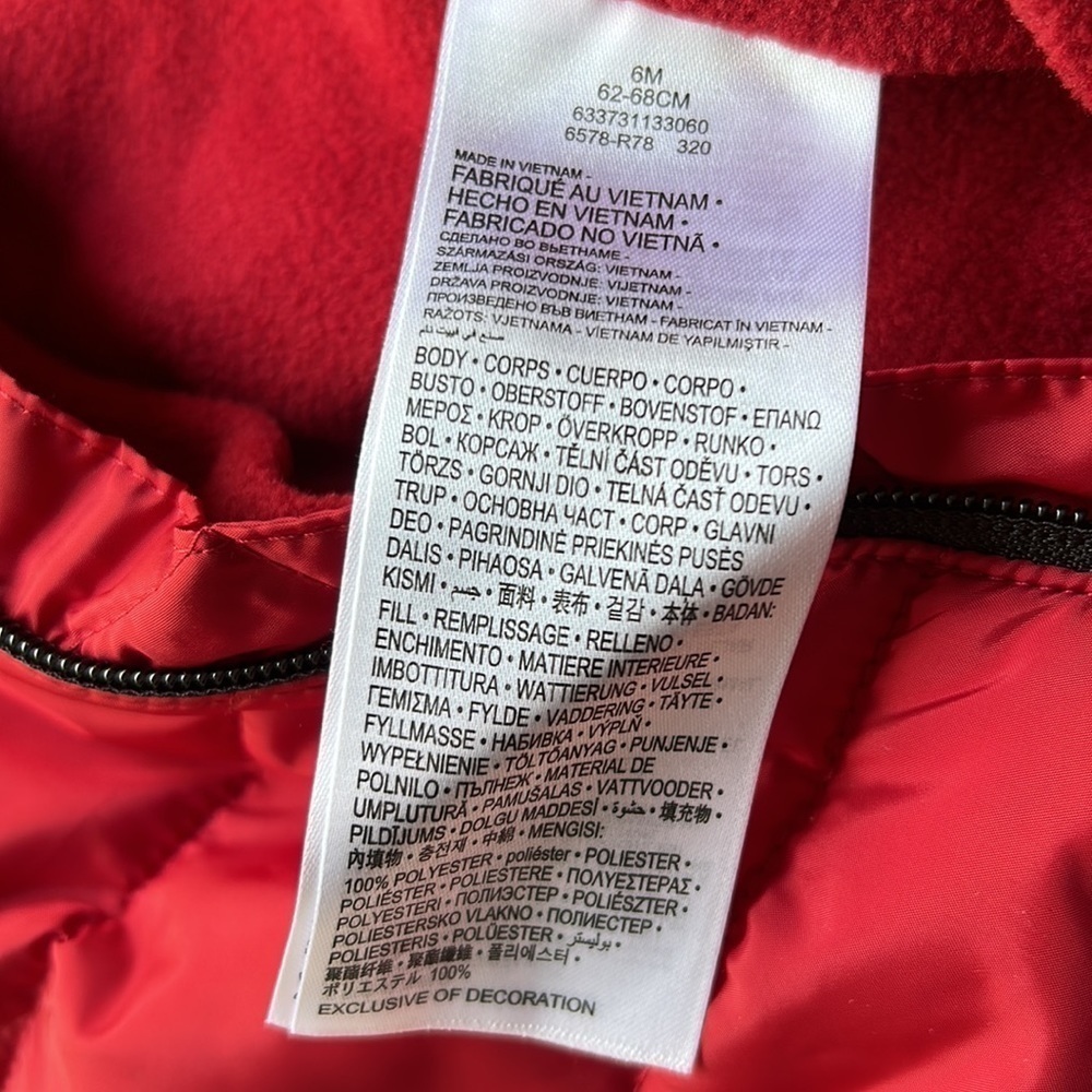 NWT Jordan Infant onesie puffer snowsuit. Cute little coat, red and black, 6 M. - Picture 8 of 9